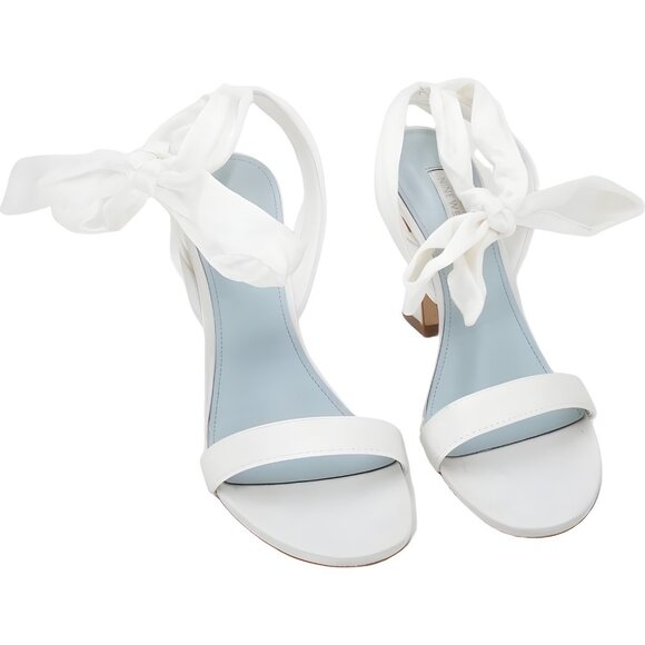 Nine West Kelsie White Satin Ankle-Tie Heeled Sandals Women's US 8M - Picture 1 of 6